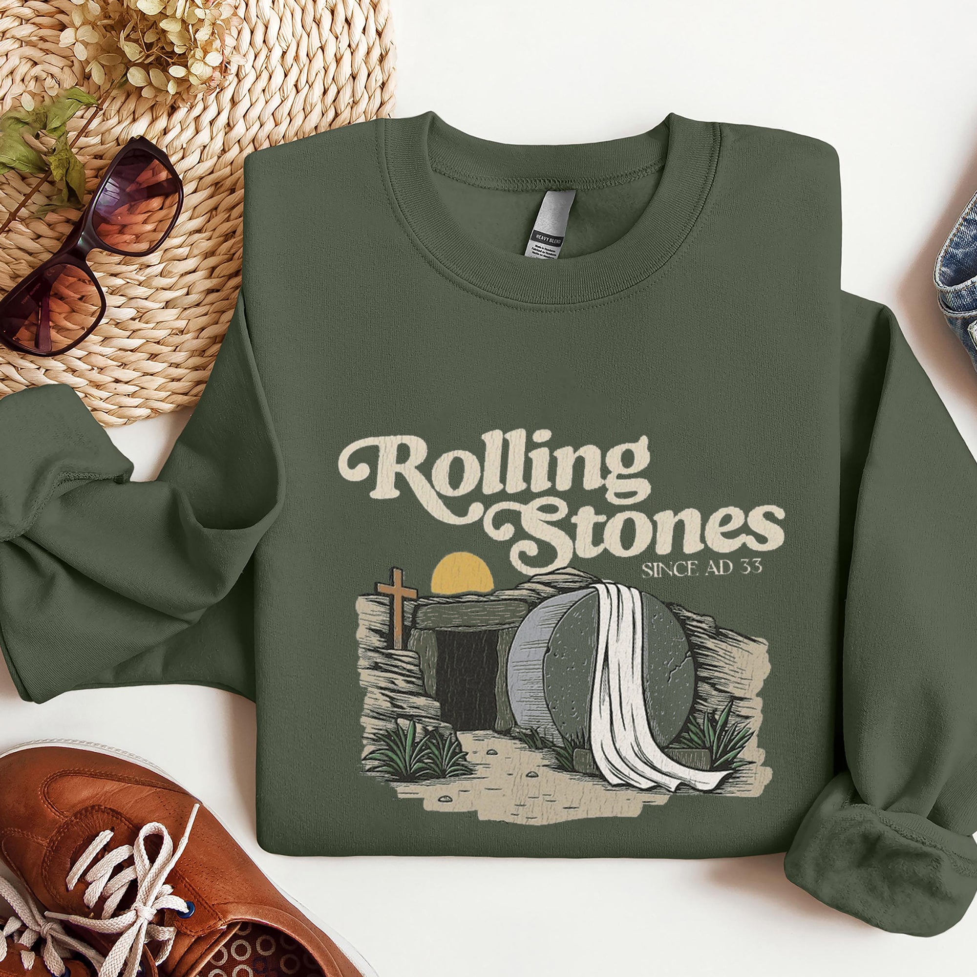 Rolling Stones Easter T-Shirt, Trendy Easter Shirt, Jesus Christ Shirt, Gift For Christian, Faith-Based Graphic Tee. ILAF40